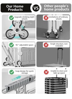Generic 75L Folding Shopping Cart  with Stair Climbing Wheels,  Adjustable Height Stroller with Cover, Collapsible Rolling Cart  for Grocery Shopping, Moving, Luggage, Camping (Gray)  - Image 4