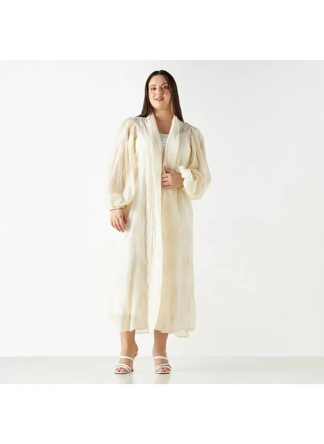 Iconic Iconic Embroidered Longline Shrug with Volume Sleeves