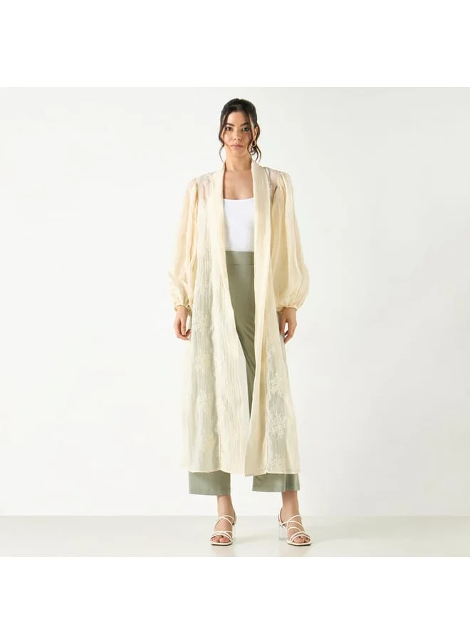 Iconic Iconic Embroidered Longline Shrug with Volume Sleeves