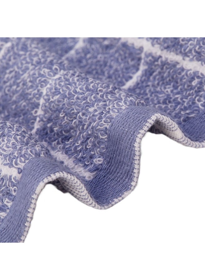 Grace (Grace) Towel And Home Textile, Classic Plaid Series Xinjiang Cotton Super Absorbent Face Towel, Two-Pack, Blue/Gray - Image 1