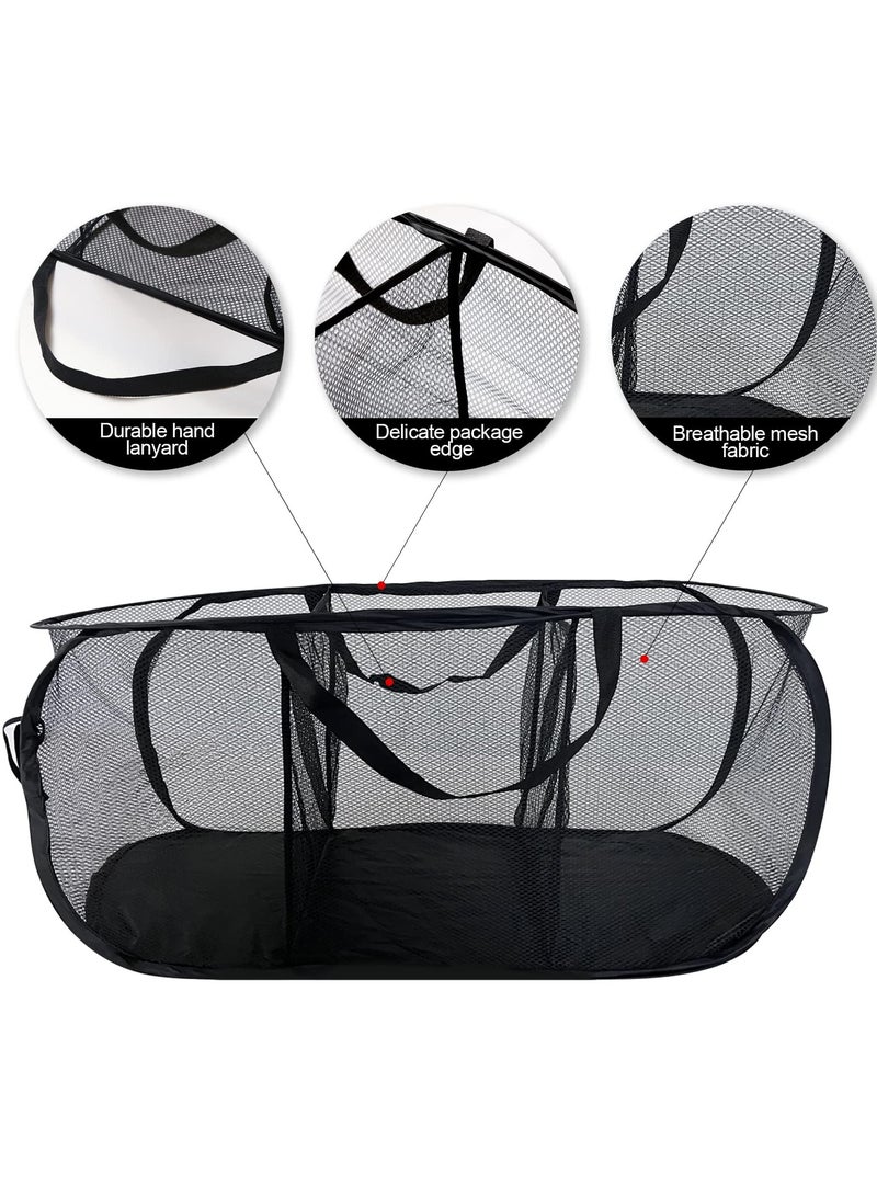 SYOSI Collapsible Laundry Basket, Mesh Laundry Hamper Basket 3 Compartment Laundry Sorter Hamper with Durable Handles Bottom High Carbon Steel for Laundry Room, Bathroom, Kids Room, College Dorm - Image 3
