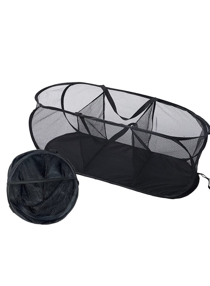 SYOSI Collapsible Laundry Basket, Mesh Laundry Hamper Basket 3 Compartment Laundry Sorter Hamper with Durable Handles Bottom High Carbon Steel for Laundry Room, Bathroom, Kids Room, College Dorm - Image 1