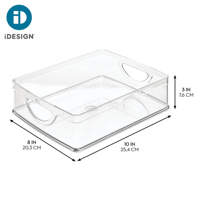 iDesign Plastic Stackable Pantry Bin - Storage Bin with Handles for Cabinets or Fridge - Set of 2 - Clear - Image 4