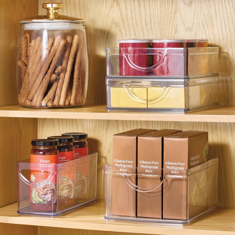 iDesign Plastic Stackable Pantry Bin - Storage Bin with Handles for Cabinets or Fridge - Set of 2 - Clear - Image 3