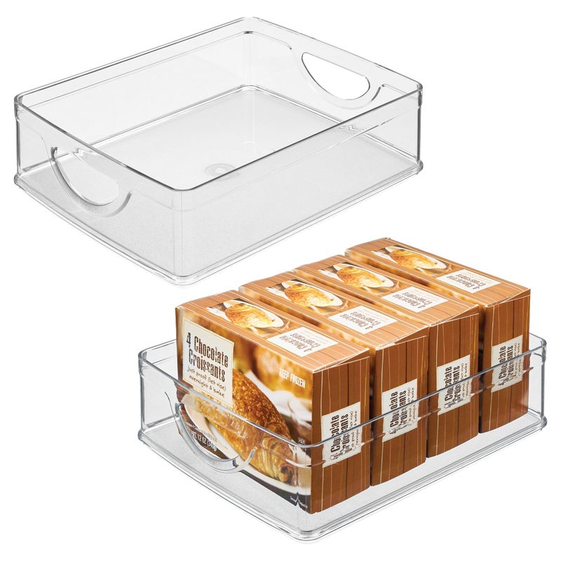 iDesign Plastic Stackable Pantry Bin - Storage Bin with Handles for Cabinets or Fridge - Set of 2 - Clear - Image 1