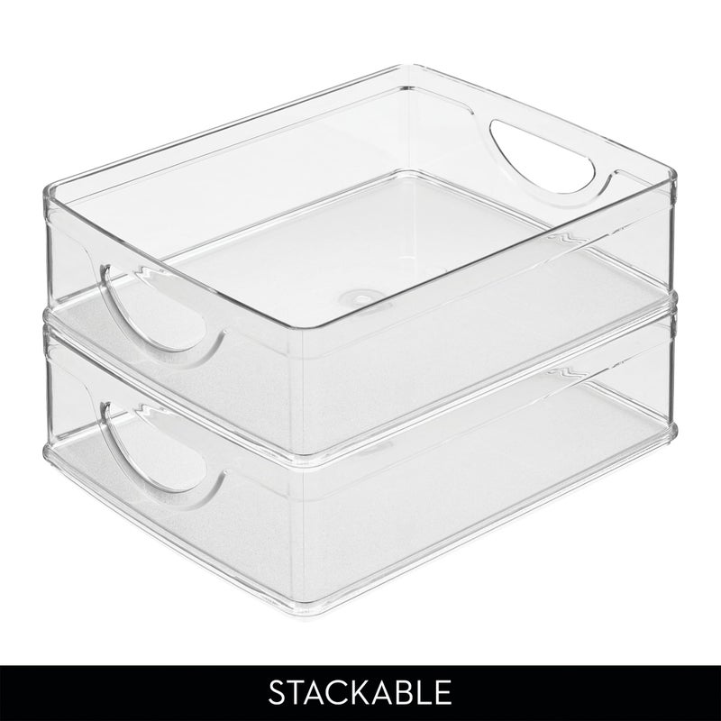 iDesign Plastic Stackable Pantry Bin - Storage Bin with Handles for Cabinets or Fridge - Set of 2 - Clear - Image 5