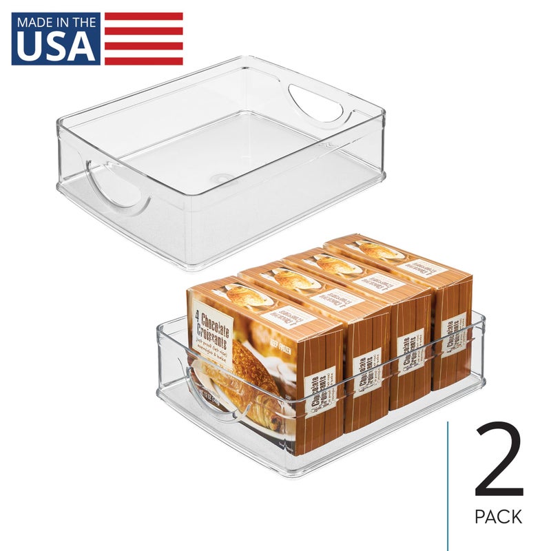 iDesign Plastic Stackable Pantry Bin - Storage Bin with Handles for Cabinets or Fridge - Set of 2 - Clear - Image 2