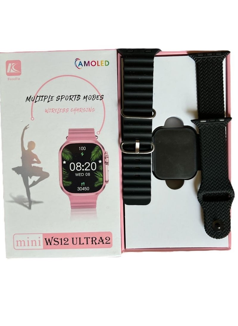FereFit Smart Watch Mini WS12 ULTRA2 , 2 IN 1 With Health Fitness Tracker Sport Watch, 2 addition Replacement Band 39MM-Multicolour  - Image 2
