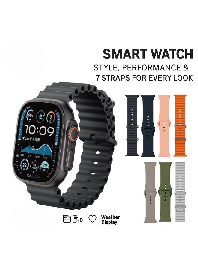 micro speed Smart Watch ULTRA , 7 IN 1 With Health Fitness Tracker Sport Watch, 7 addition Replacement Band 49MM-Multicolour - Image 1