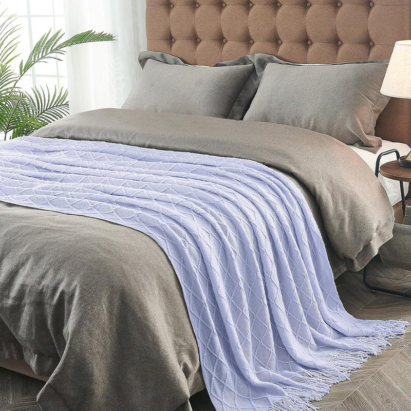 inhand Knitted Throw Blanket for Couch and Bed, Soft Living Room Home Decor Knitted Blanket with Tassel, Outdoor Lightweight Breathable Summer Blanket, Farmhouse Warm Woven Decorative, 50"x60" - Image 4