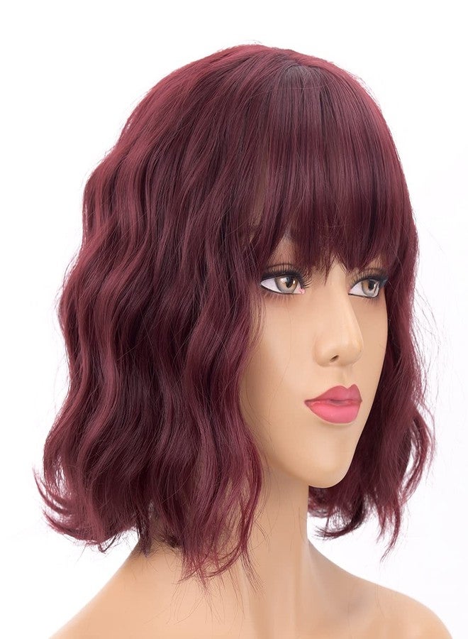 LANOVA Burgundy Wig with Bangs, Red Short Curly Wigs for Women, Synthetic Curly Wig, Red Wigs, Burgundy Wigs, 10 inch LANOVA-134-3 - Image 3