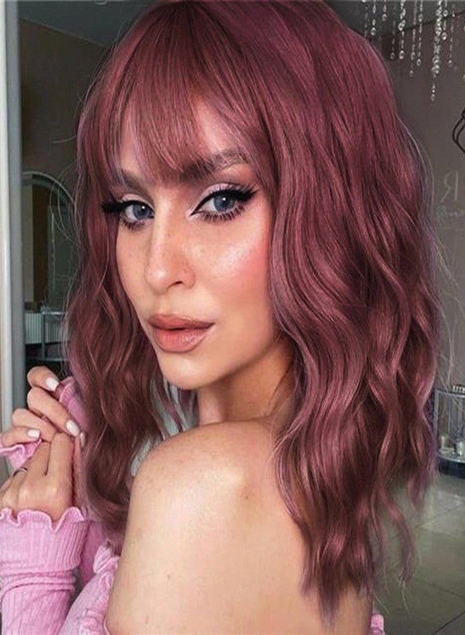 LANOVA Burgundy Wig with Bangs, Red Short Curly Wigs for Women, Synthetic Curly Wig, Red Wigs, Burgundy Wigs, 10 inch LANOVA-134-3 - Image 1