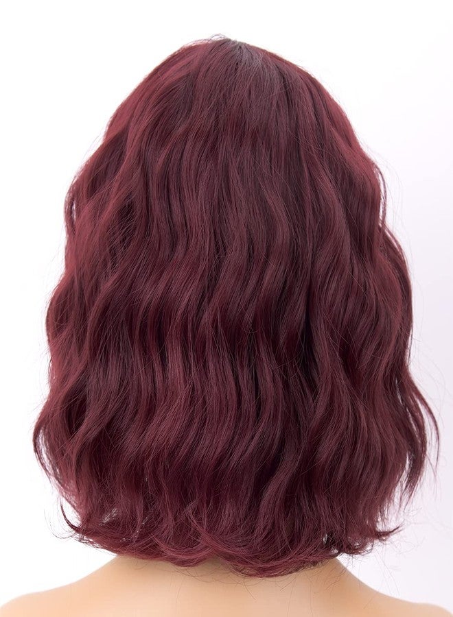 LANOVA Burgundy Wig with Bangs, Red Short Curly Wigs for Women, Synthetic Curly Wig, Red Wigs, Burgundy Wigs, 10 inch LANOVA-134-3 - Image 5