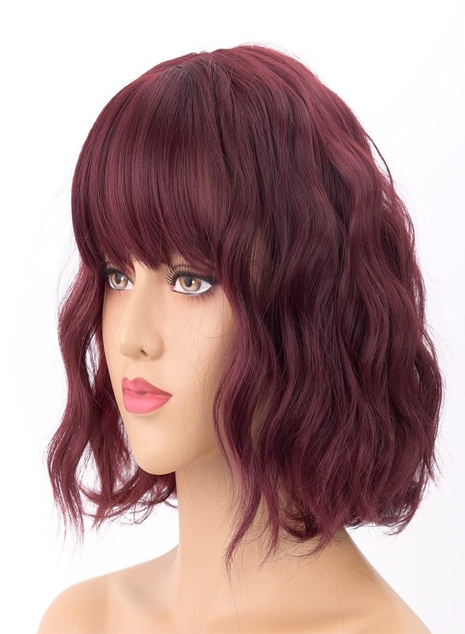 LANOVA Burgundy Wig with Bangs, Red Short Curly Wigs for Women, Synthetic Curly Wig, Red Wigs, Burgundy Wigs, 10 inch LANOVA-134-3 - Image 4