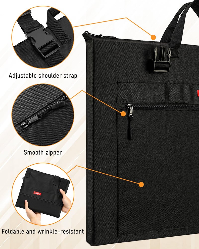 Nicpro Light Weight Art Portfolio Bag, 18x 24 Inches Waterproof Nylon Art Portfolio Case with Shoulder & Handle Carry, for Artwork, Poster, Sketch Drawing, Canvas, Photography, Solar Panel Storage - Image 4