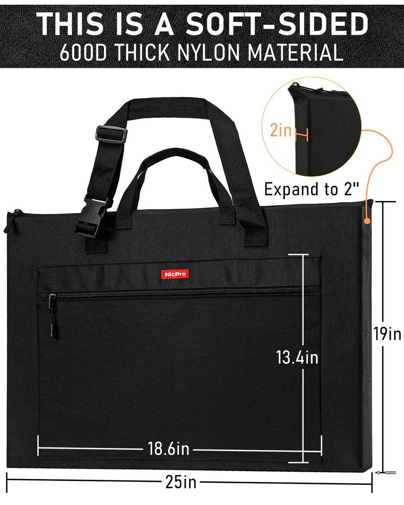 Nicpro Light Weight Art Portfolio Bag, 18x 24 Inches Waterproof Nylon Art Portfolio Case with Shoulder & Handle Carry, for Artwork, Poster, Sketch Drawing, Canvas, Photography, Solar Panel Storage - Image 3