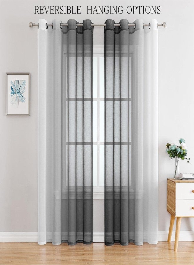 G2000 Sheer & Drapes 84 Inch Grey and White Ombre Curtains for Bedroom & Living Room with Light Filtering & Grommet for Patio Sliding Glass Door (2 Panels Set) - Image 2