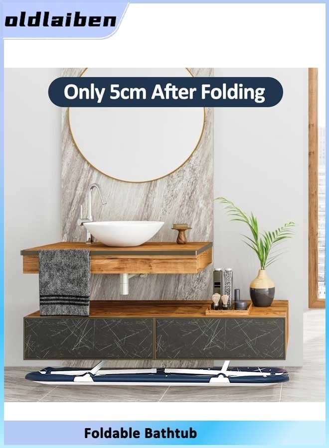 الدليبن حوض استحمام قابل للطي كبير جدًا، حوض استحمام قائم بذاته، حوض استحمام سبا قابل للطي لكابينة الاستحمام، حمام عائلي منفصل، حوض استحمام سبا للاستحمام بالثلج الساخن (أزرق) - Image 5