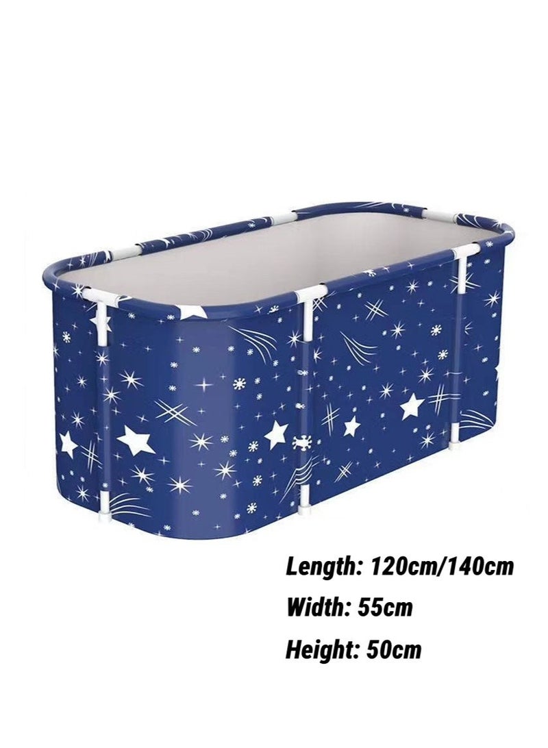 الدليبن حوض استحمام قابل للطي كبير جدًا، حوض استحمام قائم بذاته، حوض استحمام سبا قابل للطي لكابينة الاستحمام، حمام عائلي منفصل، حوض استحمام سبا للاستحمام بالثلج الساخن (أزرق) - Image 2