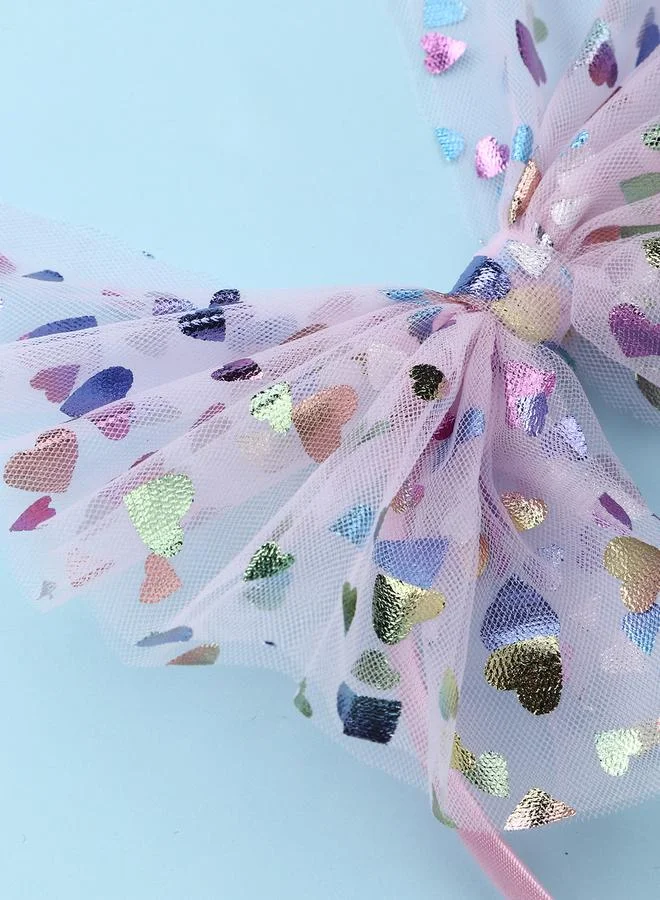 Take Two Take Two Girl Mesh Bow Heart Printed Headband