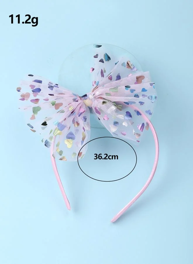 Take Two Take Two Girl Mesh Bow Heart Printed Headband