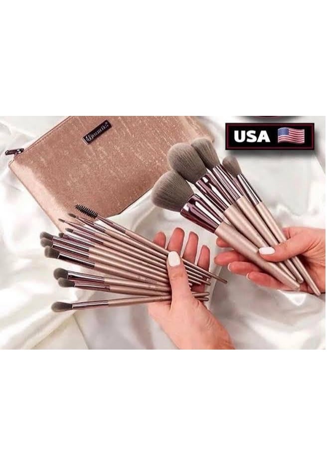 Lavish Elegance 15 Piece Brush Set With Cosmetic Bag - Image 1