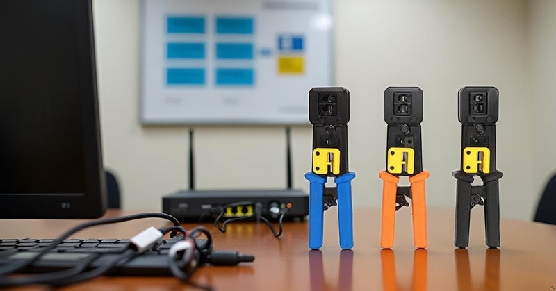 Seth Enterprises RJ45 Crimping Tool Pass Through | Ethernet Crimper for Cat7 Cat6 Cat5 | Crimp Cut Strip Tool for RJ11 RJ12 RJ45 Connectors, Network Cable Repair & Installation (Basic Crimping Tool) - Image 2
