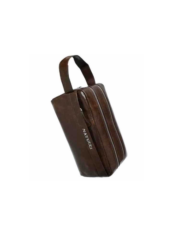 Natucci NATUCCI -Men's Leather Travel Bag GL206-1-dark brown - Image 1