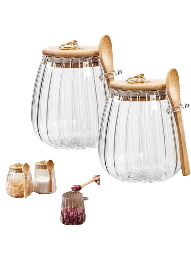Sugar Bowls Sugar Container 25.36 FL OZ Glass Coffee Canister Airtight Food Storage Jar with Lid and Spoon Candy Jar Coffee Bar Accessories Storage Beans Powder (Oval) - Image 1