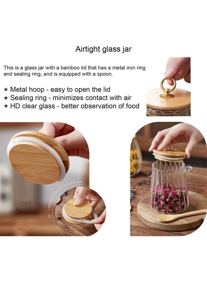 Sugar Bowls Sugar Container 25.36 FL OZ Glass Coffee Canister Airtight Food Storage Jar with Lid and Spoon Candy Jar Coffee Bar Accessories Storage Beans Powder (Oval) - Image 4