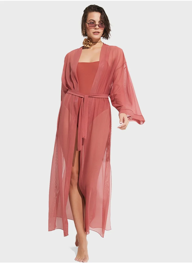 جون Mesh Longline Kimono