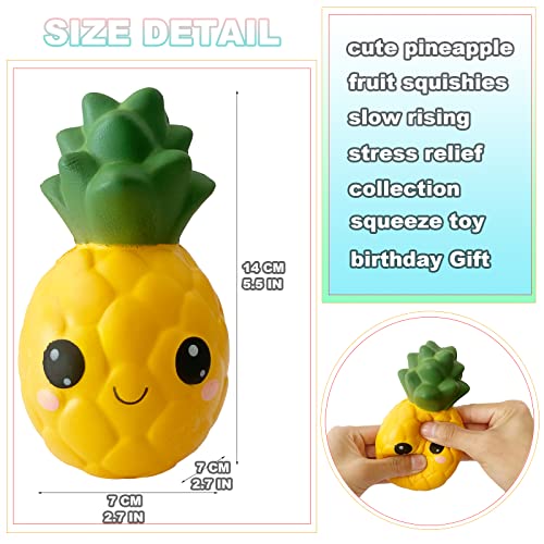 funnysquee Slow Rising Big Eyes Pineapple Squishies Toy for Kids Birthday GiftCute Fruit Stress Relief Simulation Lovely Squishys Squishi Squeeze Toys - Image 5