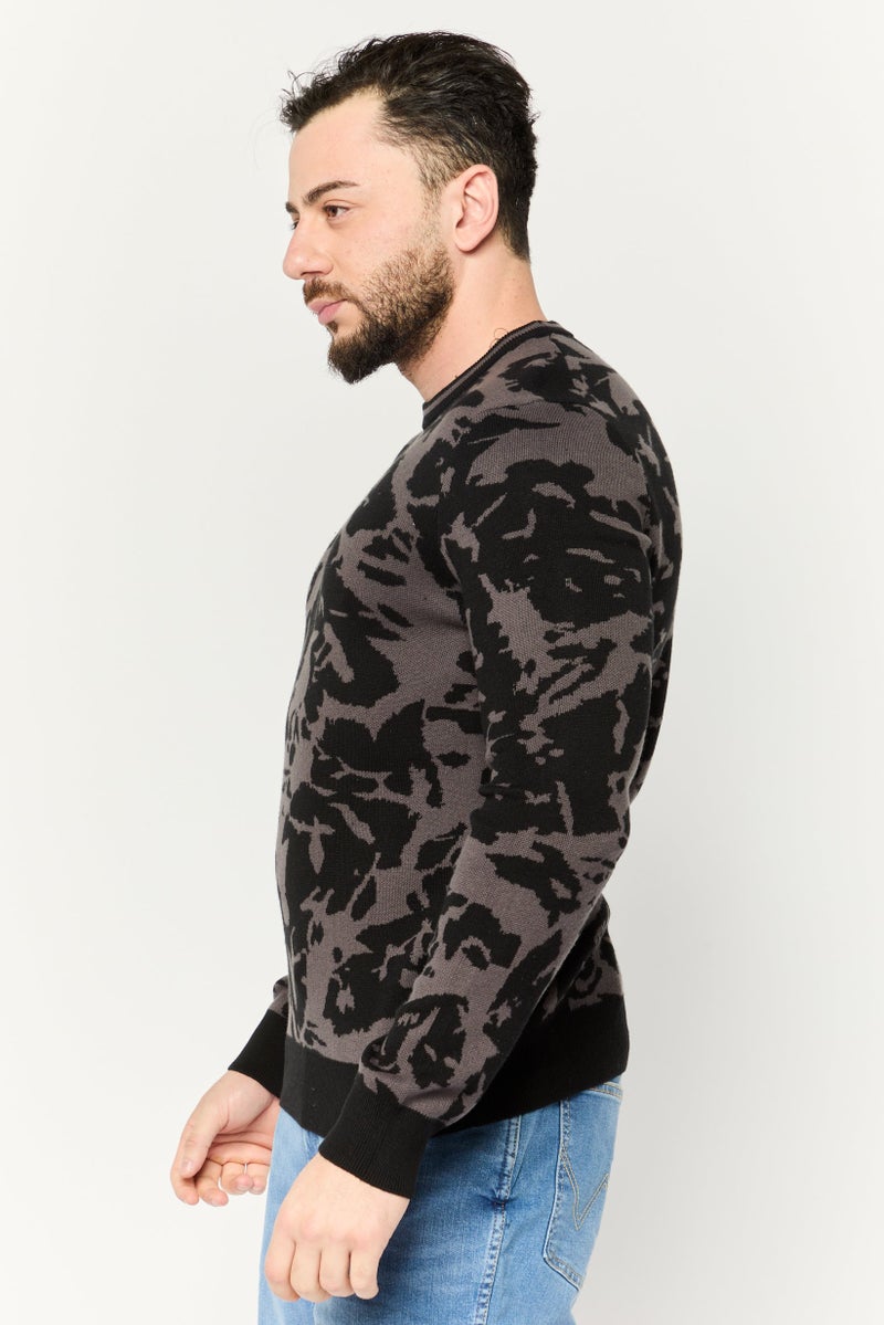 PERRY ELLIS Men Crew Neck Long Sleeve Camouflage Sweater, Multicolor - Image 3