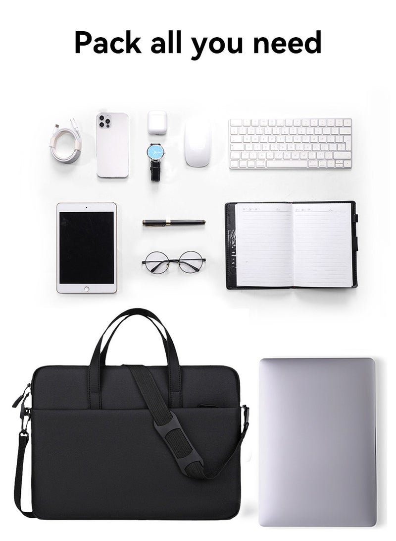 Moovant 15.6 Inch Laptop Bag, Lightweight Computer Bag, Travel Business Briefcase, Portable Shoulder Messenger Bag for Work, Office, Trip, Wear-resistant Nylon Material, 41x3x30cm, Black  - Image 3