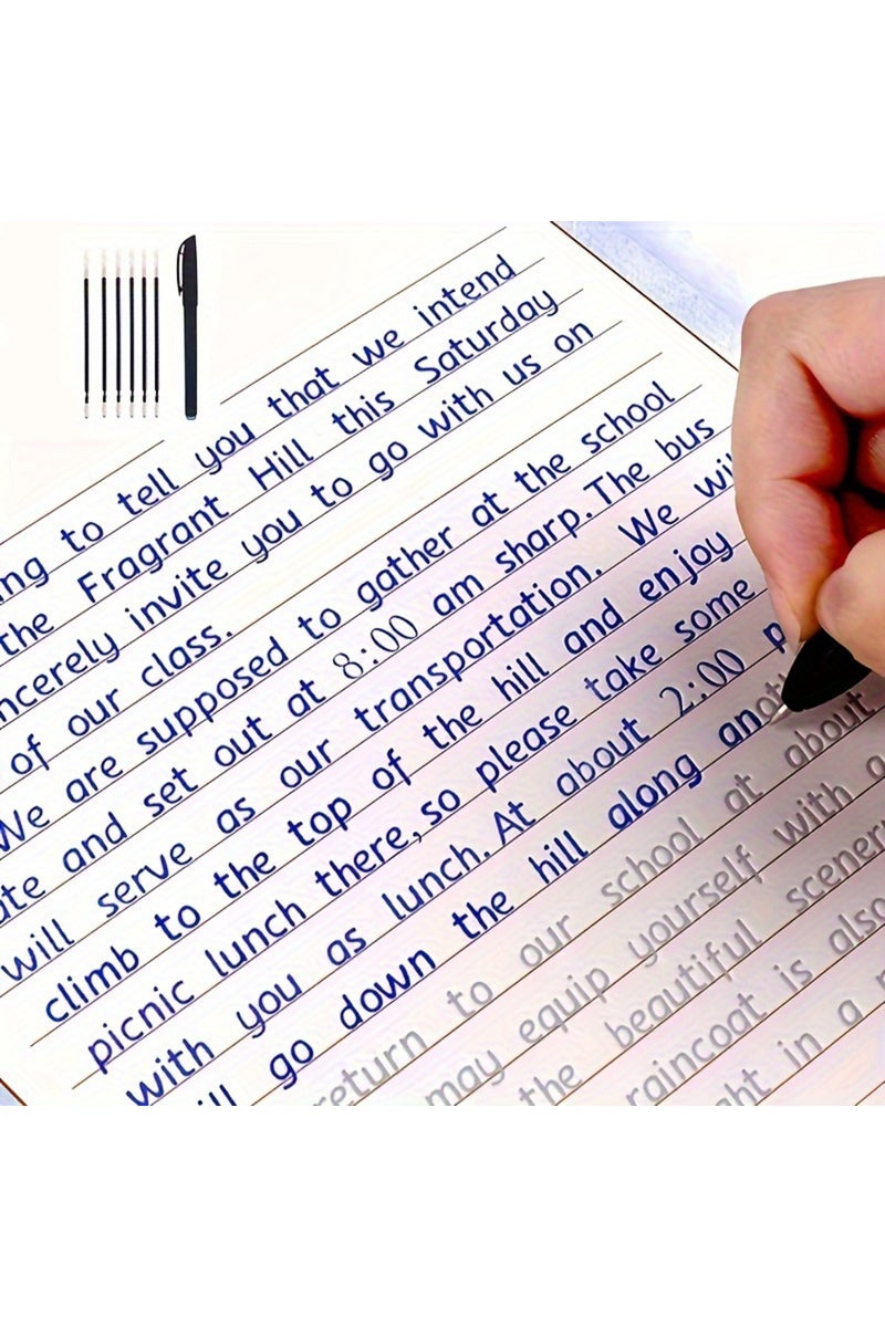 erorex 1pc Reusable Italic Script Practice Copybook - English Alphabet & Calligraphy Handwriting Book for I - Image 1