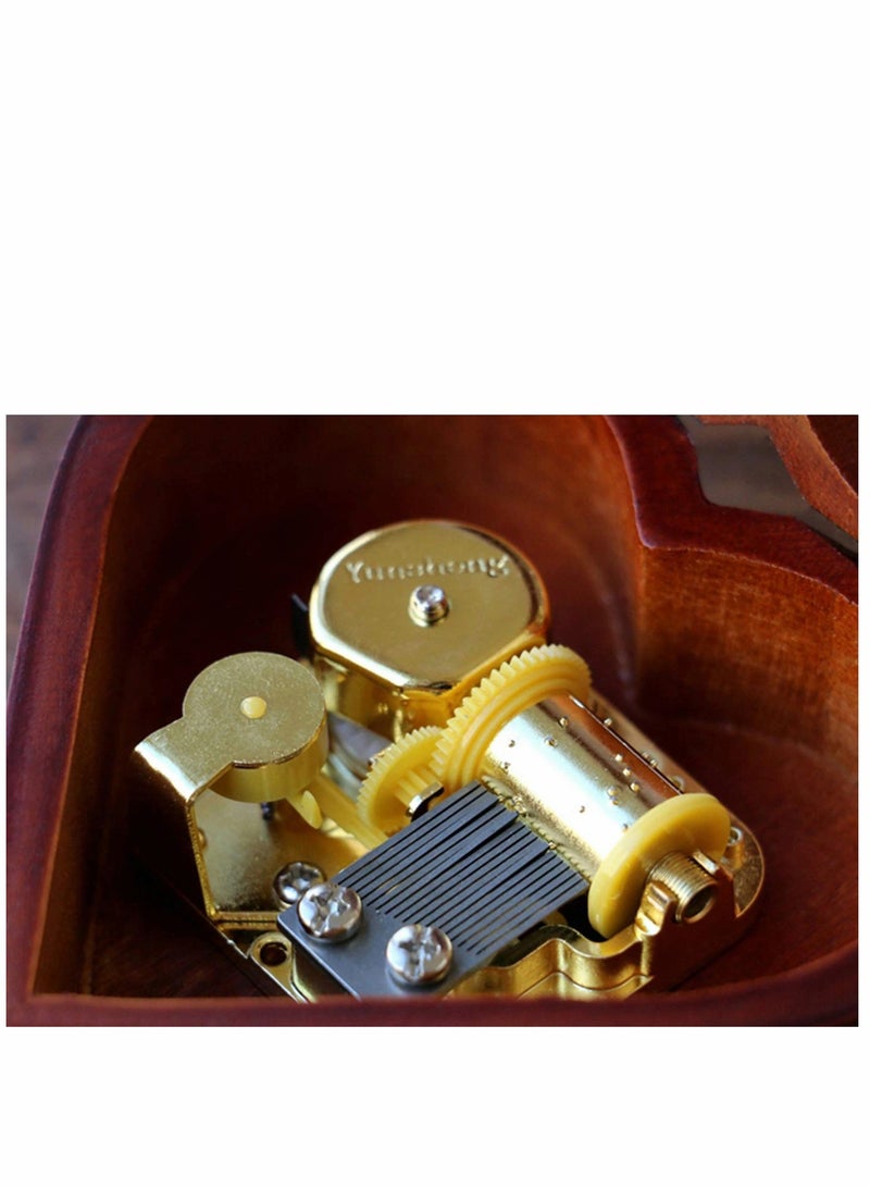 SOLARAE Music Box,  Creative Wood Heart Shaped Wind-up Musical Box Decorative Music Box with Gold-plating Movement in Birthday to Girlfriend Girls, Melody Castle in The Sky - Image 5