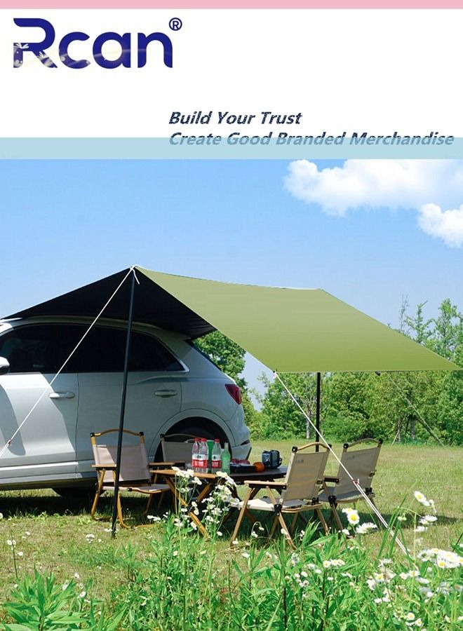 Rcan Outdoor Anti-ultraviolet Camping Canopy Tent SUV Rear Rainproof Sunscreen Tent Side Pergola Sunshade Sail Portable Foldable Reusable Suitable for Camping Picnic Travel Beach Fishing  - Image 1