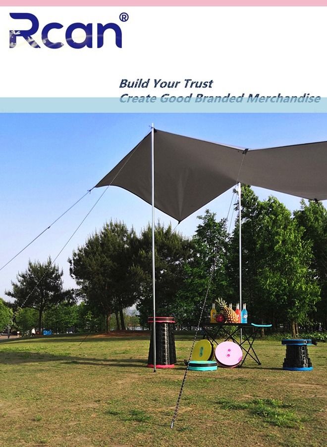 Rcan Outdoor Anti-ultraviolet Camping Canopy Tent SUV Rear Rainproof Sunscreen Tent Side Pergola Sunshade Sail Portable Foldable Reusable Suitable for Camping Picnic Travel Beach Fishing  - Image 2
