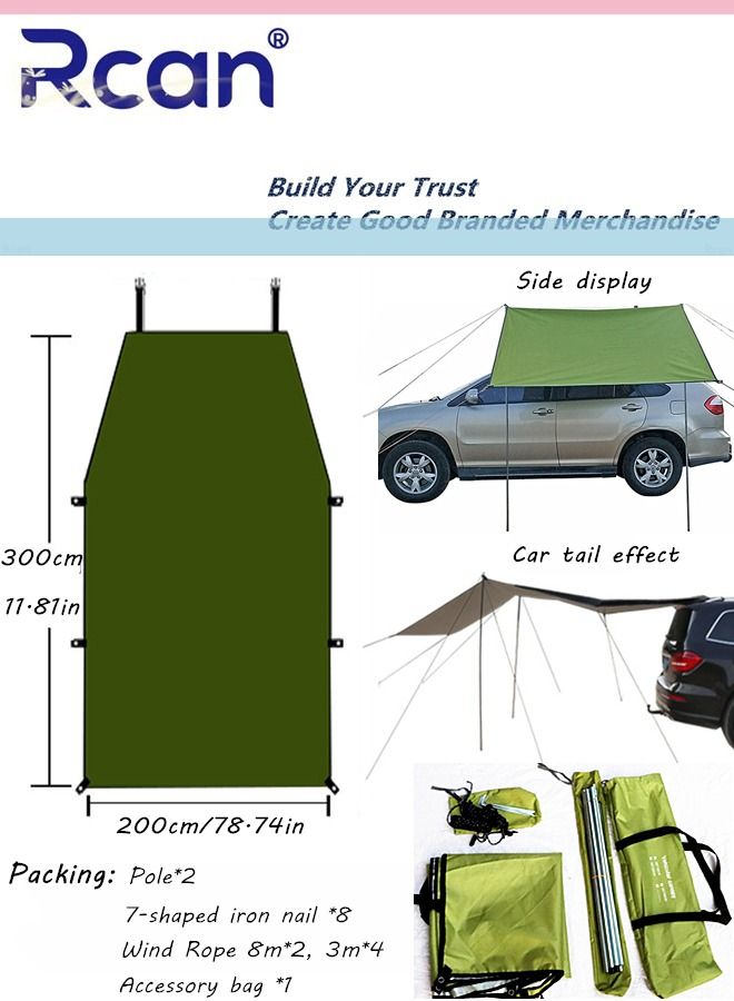 Rcan Outdoor Anti-ultraviolet Camping Canopy Tent SUV Rear Rainproof Sunscreen Tent Side Pergola Sunshade Sail Portable Foldable Reusable Suitable for Camping Picnic Travel Beach Fishing  - Image 3