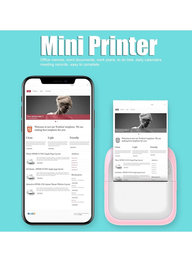 GGOOT Mini Pocket Printer, Portable Thermal Printer Wireless Smart Printer HD Mini Photo Printer Bluetooth Sticker Receipt Printer Inkless Printing Machine for Memo Document/Work Plan/Meeting Record - Image 4