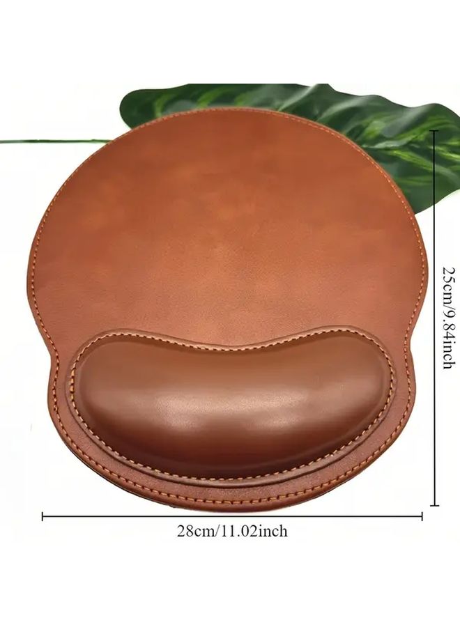 Black Memory Foam Mouse Pad Ergonomic Faux Leather Desk Mat for Office Gaming Work - Image 2