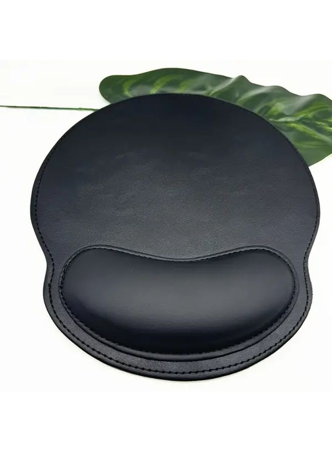 Black Memory Foam Mouse Pad Ergonomic Faux Leather Desk Mat for Office Gaming Work - Image 4