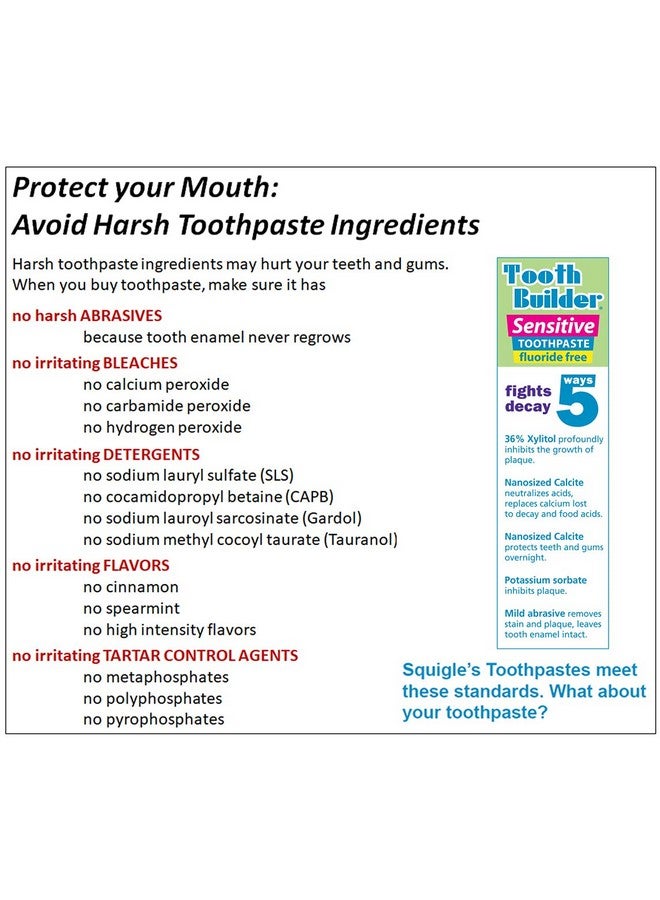 Squigle Tooth Builder SLS Free Toothpaste (Stops Tooth Sensitivity) Prevents Canker Sores, Cavities, Perioral Dermatitis, Bad Breath, Chapped Lips - 4 Pack - Image 4