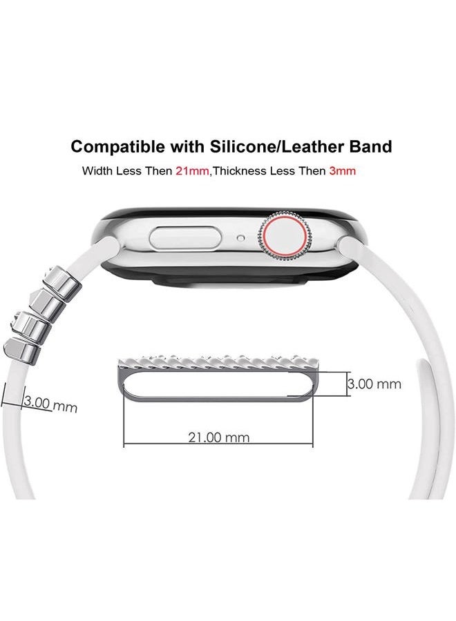 Wowstrap 5Pcs Charms for Apple Watch band 41mm 45mm 40mm 44mm 38mm 42mm 46mm 49mm Women,Diamond+Metal Jewelry Decorative Ring For iWatch series 11 10 9 8 7 6 5 4 se 3/2,Galaxy watch 7/6/5/4,Strap Accessories - Image 3