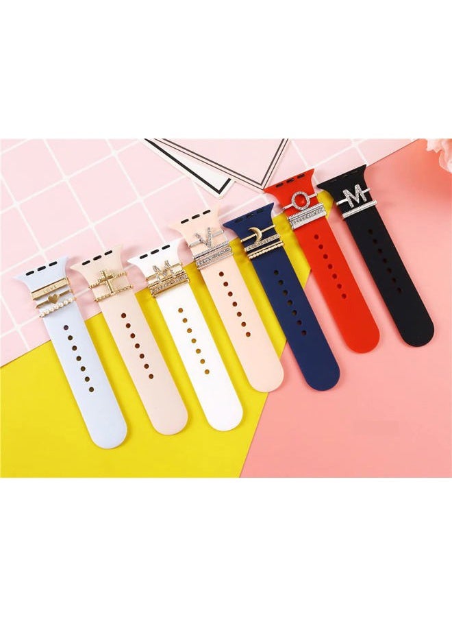 Wowstrap 5Pcs Charms for Apple Watch band 41mm 45mm 40mm 44mm 38mm 42mm 46mm 49mm Women,Diamond+Metal Jewelry Decorative Ring For iWatch series 11 10 9 8 7 6 5 4 se 3/2,Galaxy watch 7/6/5/4,Strap Accessories - Image 5