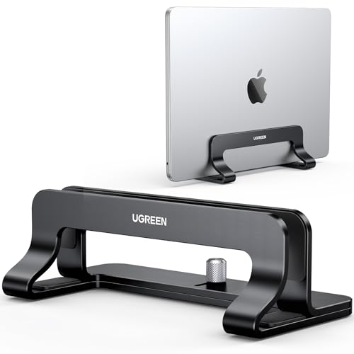UGREEN Vertical Laptop Stand Holder for Desk Compatible with MacBook Pro, MacBook Air Stand Vertical Aluminum Adjustable for Up to 17.3 Inch Gaming Laptop, Black - Image 1