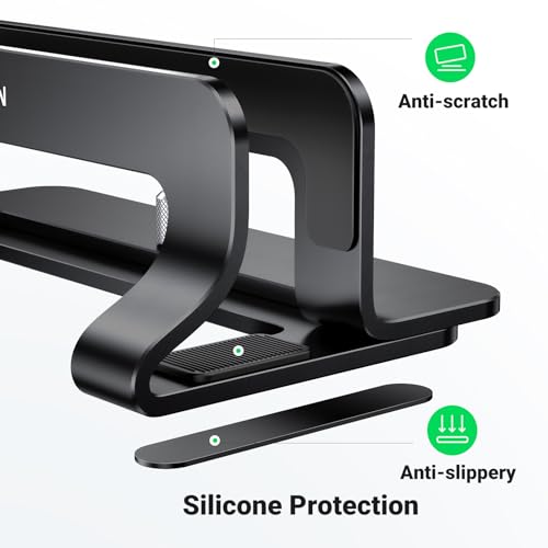 UGREEN Vertical Laptop Stand Holder for Desk Compatible with MacBook Pro, MacBook Air Stand Vertical Aluminum Adjustable for Up to 17.3 Inch Gaming Laptop, Black - Image 4