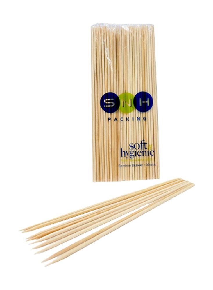 SNH SNH Packing Bamboo Skewer Wooden Sticks 14cm For BBQ Barbecue Kebab Marshmallow Roasting 100 Pieces  - Image 1