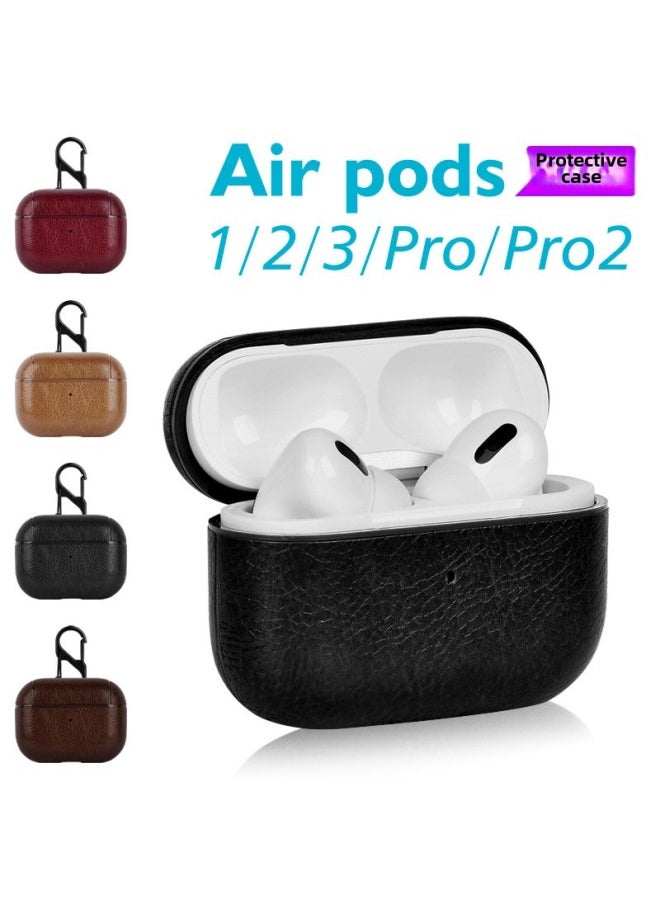 Generic - Protective Case For Airpods 432pro2pro Apple Wireless Bluetooth Headset Skin Protective Case-Color:Dark Brown Classic Style-Applicable Models:Airpods 4 (paper Box) - Image 1