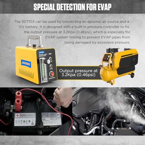 Autool Smoke Machine Automotive Leak Detector,Evap Vacuum Smoke Diagnostic Tester,Pipeline Fuel Leakage Detector Compatible with 12V Vehicles - Image 4